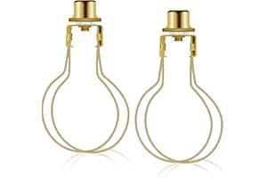 2 Pack Round Lamp Shade Light Bulb Clip Adapter, ALUCSET Lampshade Holder Clip on with Lamp Shade Attaching Finial Top Bracket Holder Support Fitter Parts Converter (Set of 2, Gold)