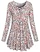 Miusey Long Sleeve T Shirt Women, Ladies Clothes Crew Neck Loose Fitting Draped Blouse Knitted Dressy Floral Pattern Elegant Tunic Tops Formal Blouse Red L