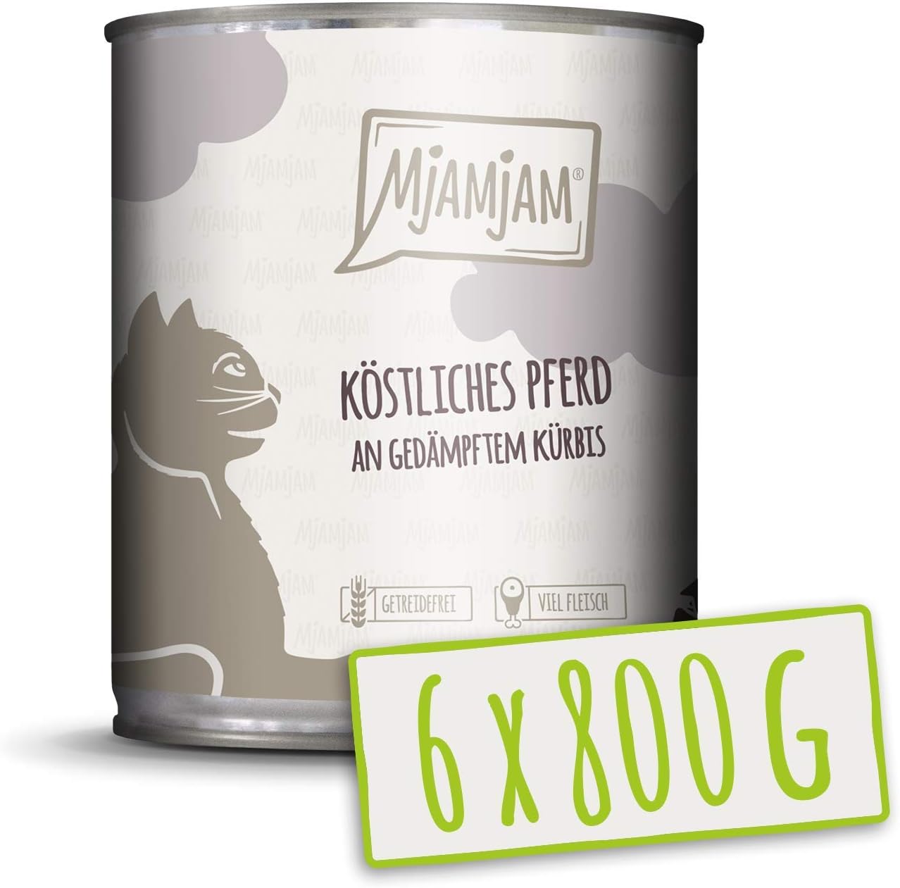 MjAMjAM Natural Wet Cat Food, Excellent Veal and Turkey, Served with Tasty Carrots, Grain Free, 6 x 800g