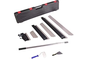 BHTOP Drywall Tools Skimming Blade with Extension Handle - 12", 20" & 32" Blades with 2 Pack 0.3 mm Blades, Construction Tool