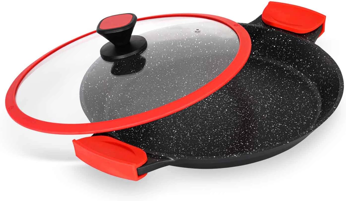 Professional Paella Pan Cost Aluminium Marble Coated Non Stick
