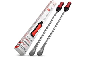 KT Deals 14.5" Tire Iron Spoons Lever Bar Set Changing Tires Repair Tool Kit Tyre Changer Remover Heavy Duty Metal Steel for Motorcycle Bike Scooter Bicycle Mower (2PC - 14.5 inch Long)