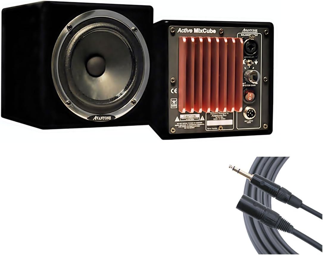 Avantone Black Active MixCube (Single) Studio Monitor Speaker + Mogami Cable
