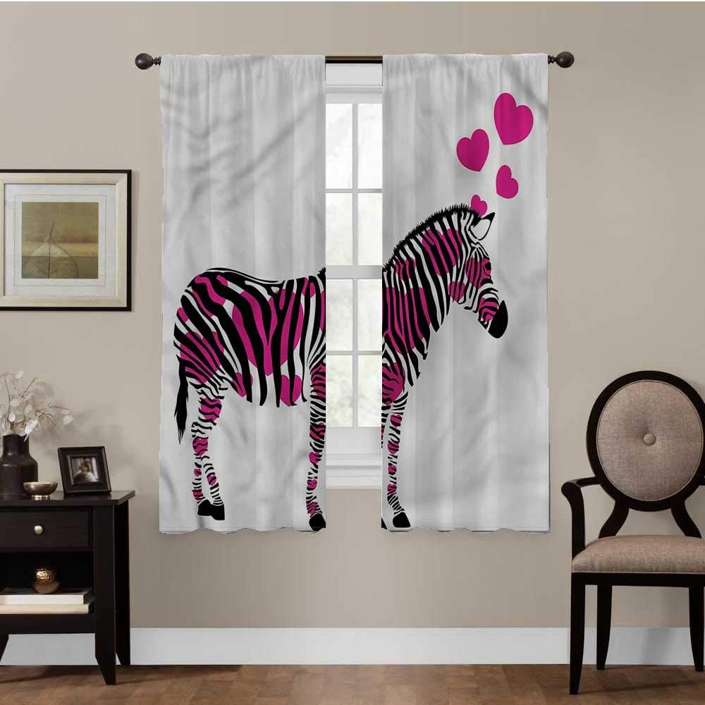 paintinghome Vintage Curtain Panels Pink Zebra, Romantic Animal Room