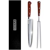Benowo Carving Knife Set 2-Piece, 8-inch Carving Knife and Fork Set Stainless Steel Kitchen Knife for Steak, Turkey, Ham, BBQ