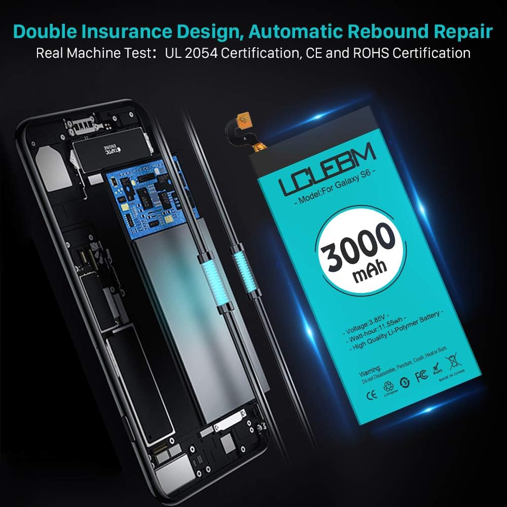 Galaxy S6 Battery [3000mAh] S6 Battery LCLEBM Upgrade New 0 Cycle Battery Replacement for Samsung Galaxy S6 EB-BG920ABE G920A G920T G920V G920P S6 Battery Replacement with New Replacement Kits: Home Audio & Theater