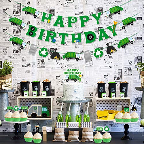 Garbage Truck Birthday Party Supplies Trash Truck Banner Garland Cake