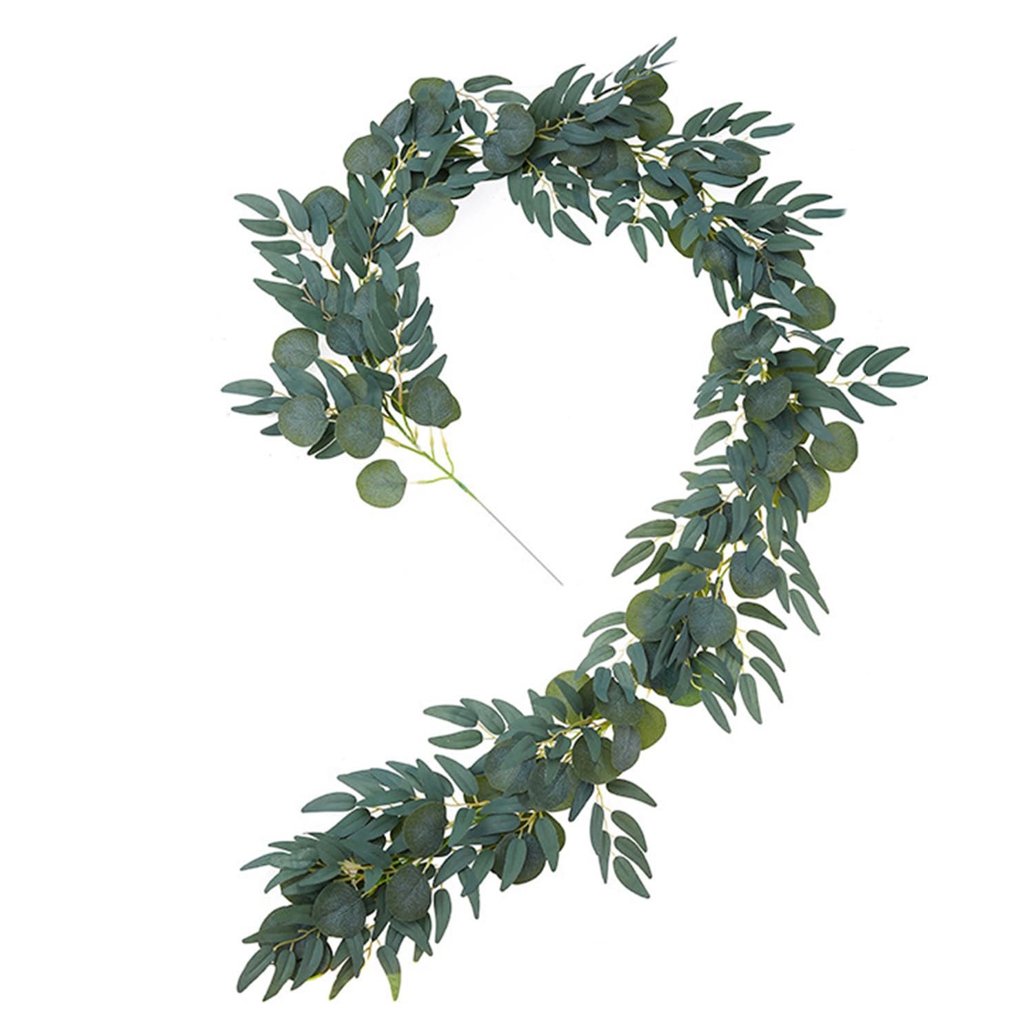 MEMOFYND 2 Meters Artificial Eucalyptus Willow Leaf Garland, Green Decoration, Artificial Rattan, Ivy, Suitable for Autumn Decoration, Artificial Plants. (Off-White)