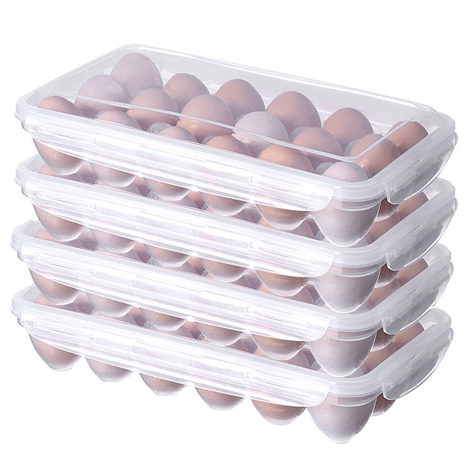 Photo 1 of XBY-US 4 Pack Covered Egg Holders,Egg Holder For Refrigerator,travel egg Storage Container,Plastic Refrigerator Egg Trays,camping egg box,Deviled Egg Tray Carrier with Lid Fits 18X4 Eggs(72 Eggs)