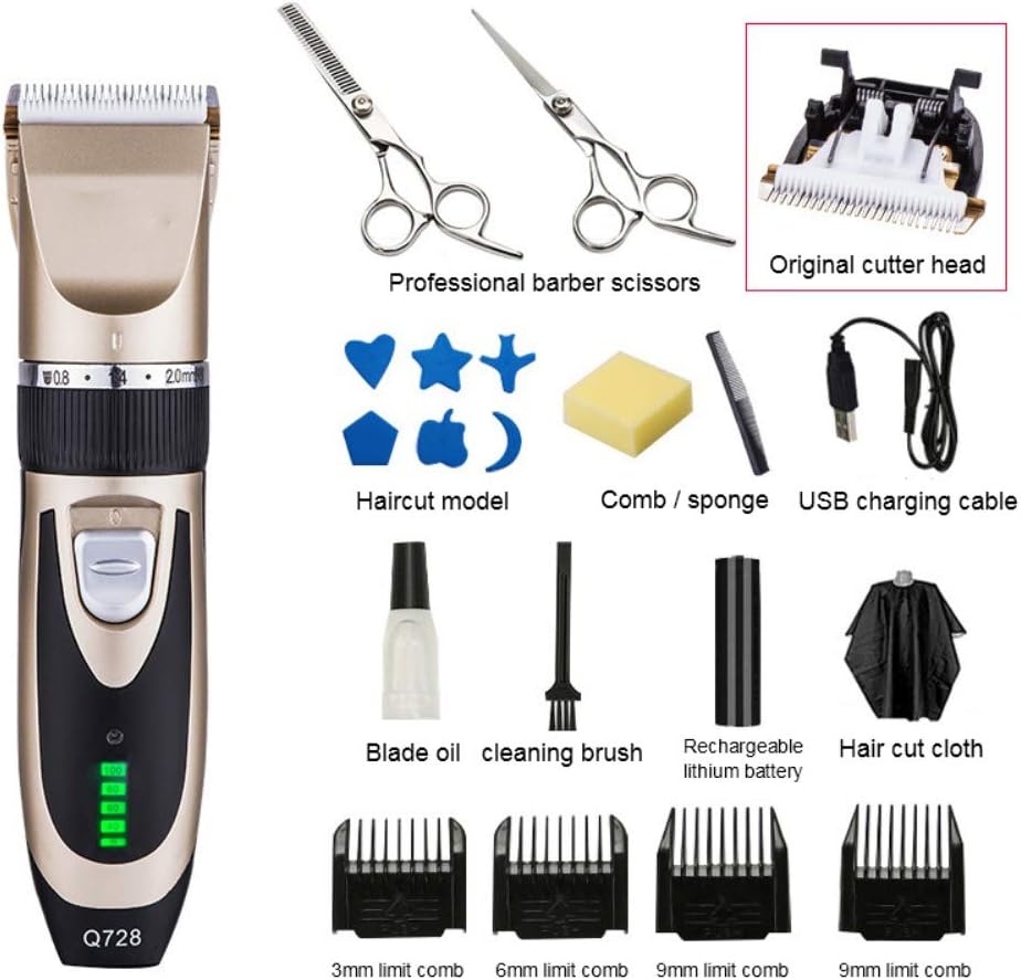 zhangwei Portable Professional Hair Clippers Set for Men, Cordless Hair Trimmer Electric Hair Cutting Kit with Gear Adjustment for Adults Kids and Family