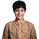 Edivd Child Boys Black Wig Short Black Straight Wig for Kids Heat Resistant Synthetic Wigs with Cap