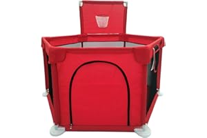 HI SUYI Portable Baby Ball Pit Playpen Playard Fence Playtent with Basketball Hoop Breathable Mesh for Indoors Outdoors Toddler Kids Large
