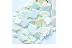 SMANTA 7oz Mixed Stained Mosaic Glass Pieces Sheets, Large Broken Glass Mosaic Tiles for Art Crafts Bulk Coffee Floor Wall Mosaic Supplies - White Series