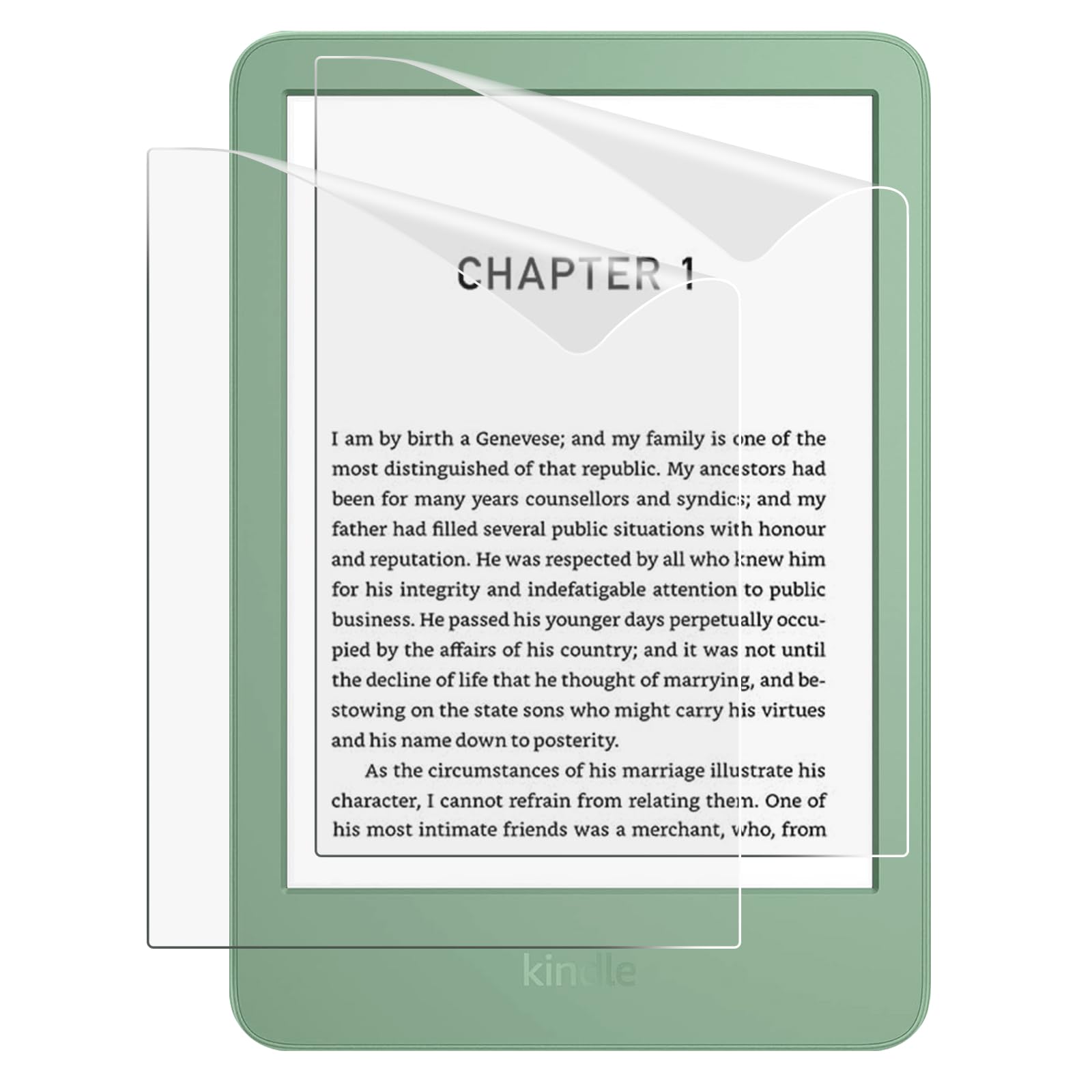 MoKo 2 Pack Antiglare Screen Protector for 6" All-New Kindle Basic 11th Generation 2024/2022, Kobo Clara BW, Clara Color, Full Coverage Premium PET Protective Film Matte Screen Protector Matcha