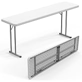 VINGLI 6 FT Narrow Folding Table,Premium Quality HDPE Material and Sturdy Metal Frame, Perfect for Buffet, Seminar, Party, Training, Home Work, White