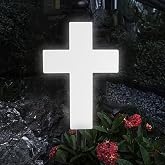 YtotY Solar Lighted Cross Grave Lighted Garden Cross Stake Decor LED Jesus Cross Light Decoration for Home Memorial Decoration,Outdoor Yard, Home, Patio, White, LAMP1