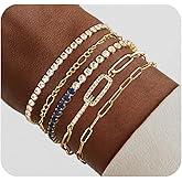 JECOMY Dainty Gold Bracelets for Women - Waterproof Stackable Gold Bracelet Stack Set - Perfect for Stylish Women