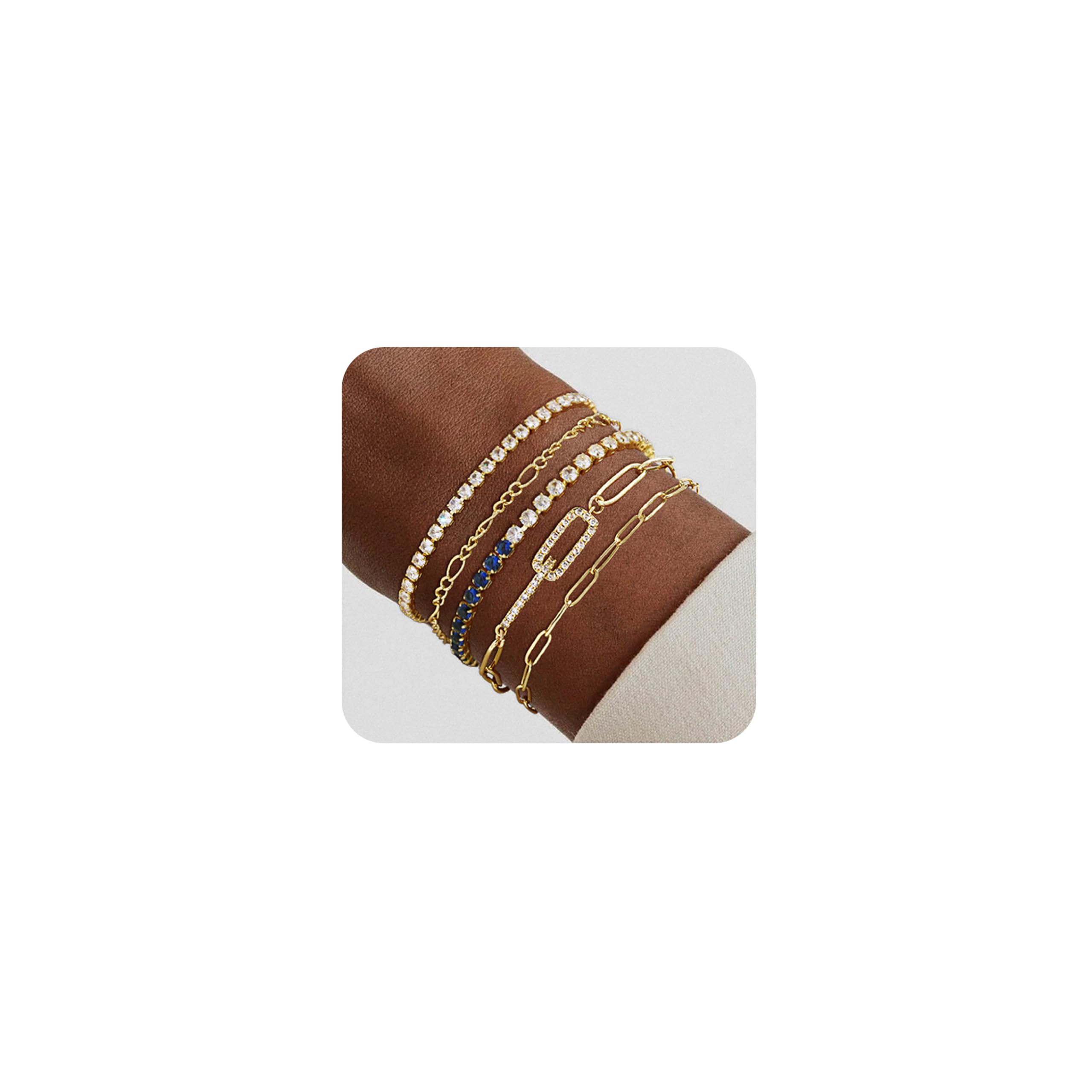 JECOMY Dainty Gold Bracelets for Women - Waterproof