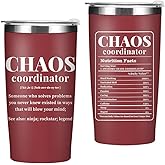 Chaos Coordinator Tumbler Thank You Gifts Water Bottle Double Wall Travel Coffee Mug Stainless Steel Vacuum Insulated Thermal Cup Boss Lady Gifts for Women Secretary Employee Birthday Christmas