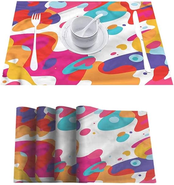 Durable Kitchen Table Mats Placemat, Abstract Paintbrush Shapes