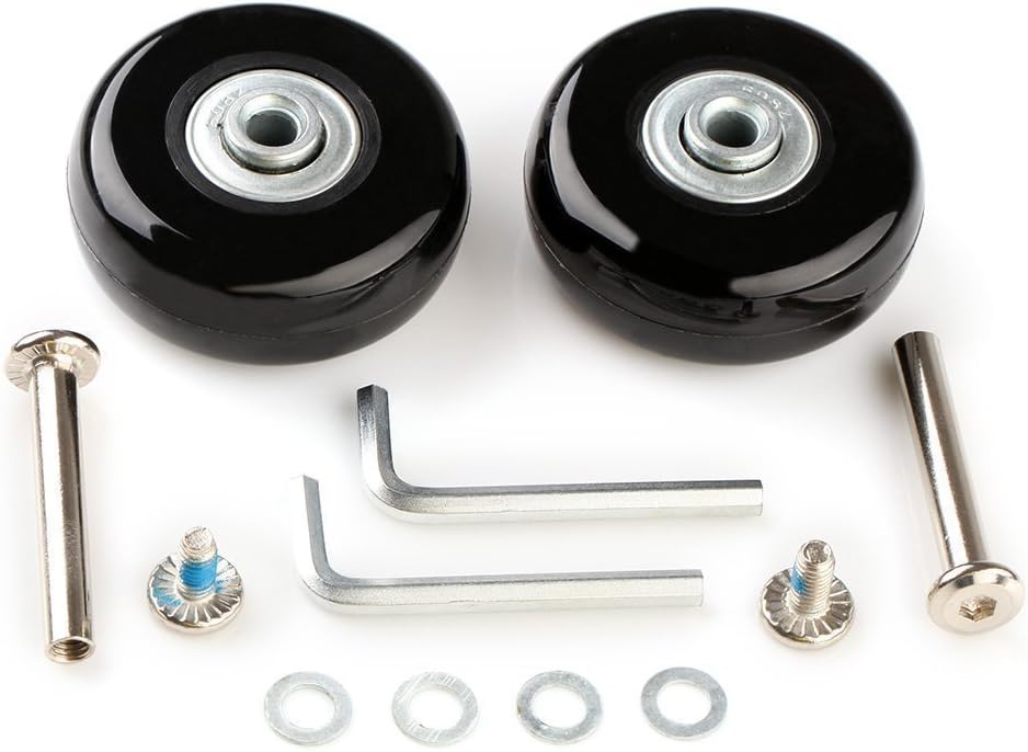 CNEVISON Replacement Luggage Wheels ,Suitcase Scooter Inline Skate Roller Wheel Repairing Kits With ABEC 608zz Bearings Axles 50x18 Rubber Wheels