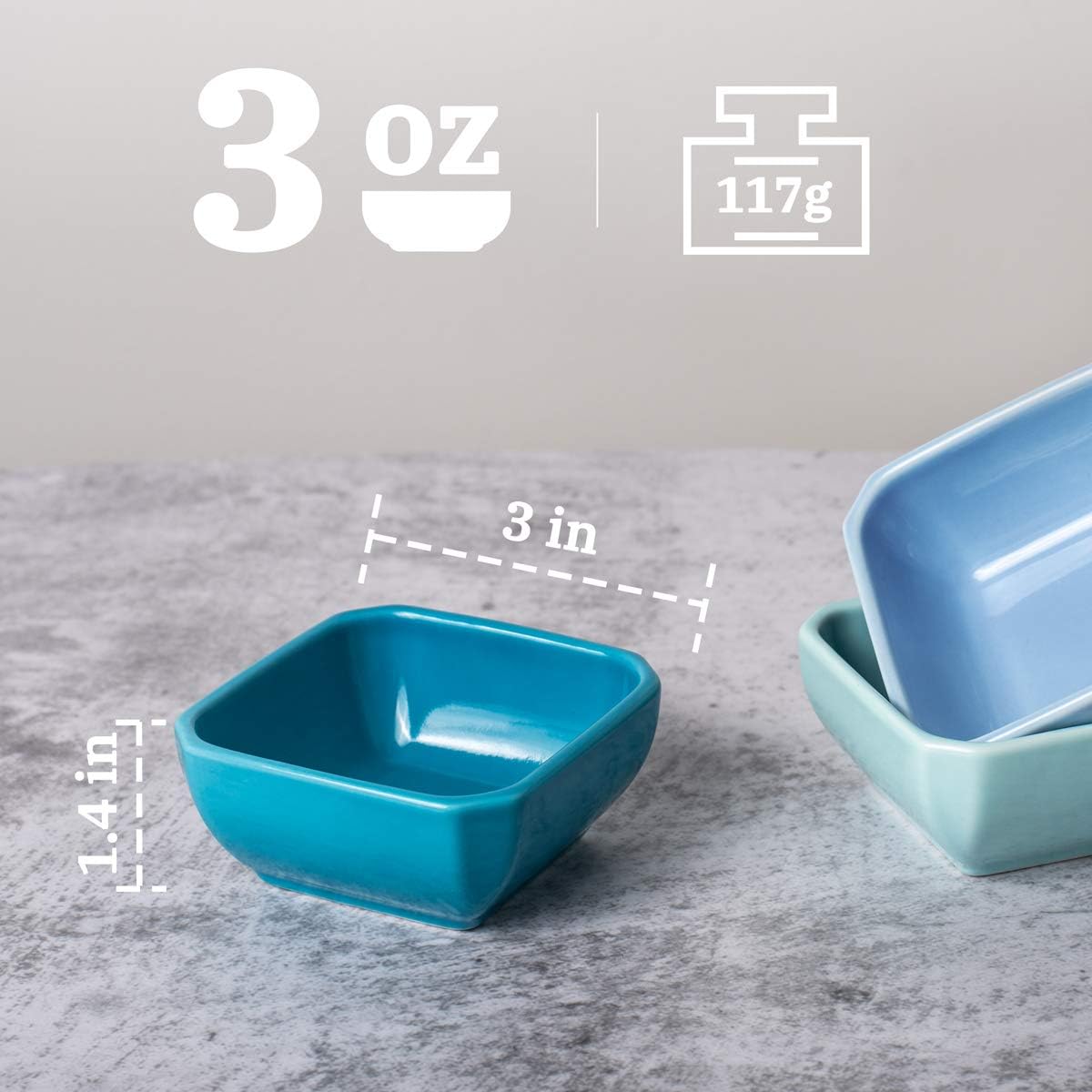  | Delling 3 Oz Ceramic Dip Bowls Set - Dipping Soy Sauce Bowl/Dishes Small Cups for Sushi Tomato Sauce, Soy, BBQ-Chip and Serving Set - Set of 6, Colorful: Chip & Dip Sets