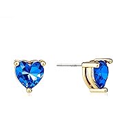 925 Sterling Silver post Crystal Heart Stud Earrings for Women Hypoallergenic 14K Gold Plated Gifts for Women