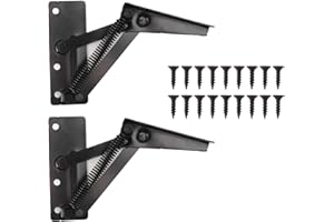 Cold Rolled Steel 80 Degree Bench Seat Hinge - Pack of 2 Foldable Spring Hinges for Cabinet Doors, Bed, Sofa - Heavy Duty Lif