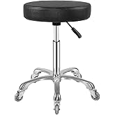 Ainilaily Rolling Stool with Wheels, Heavy Duty Hydraulic Massage Stool for Shop Guitar Lab Tattoo Workbench Medical, Adjustable Swivel Chair (Black)