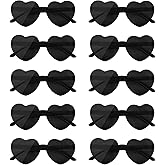 NACHLYNN 10 Pairs Heart Sunglasses Women Rimless Heart Shaped Sunglasses Candy Color Glasses for Costumes Cosplay (Black)