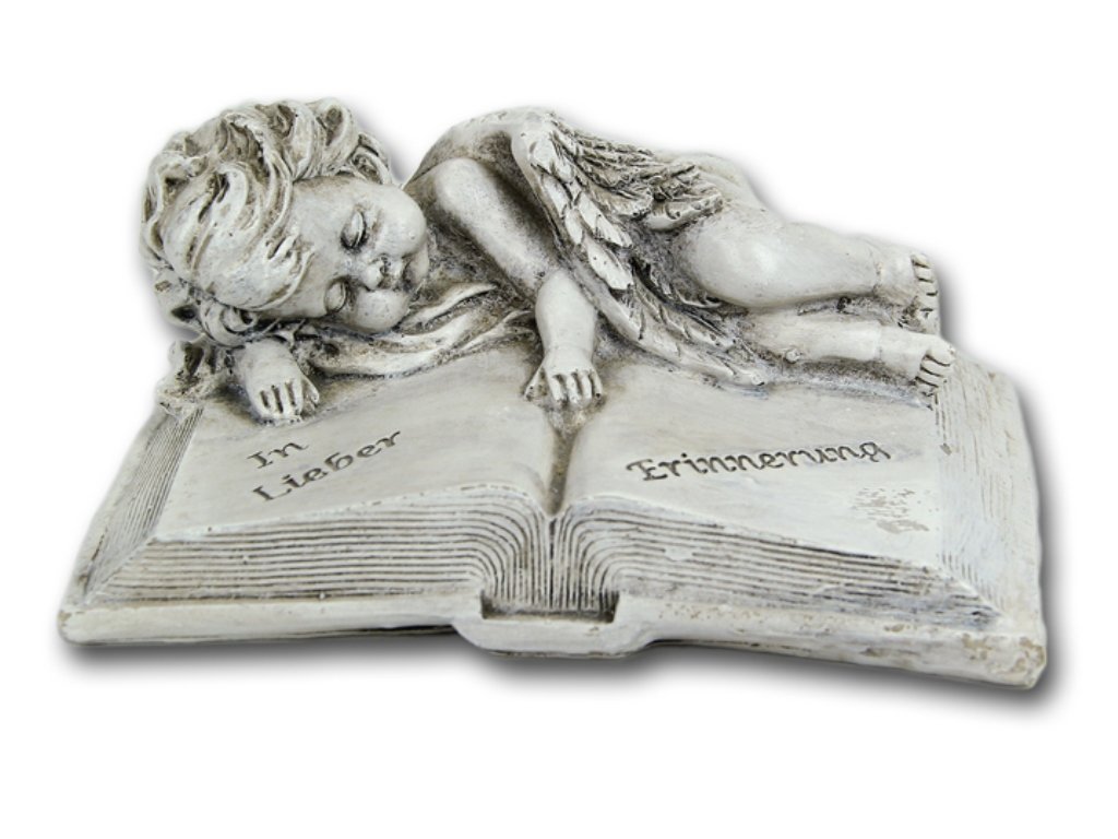 Bambelaa! Graveside decoration angel on book made of stone resin