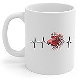 Red Crowntail Betta Fish Heartbeat Lifeline Coffee