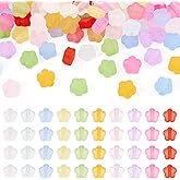 Sparkeads 100 Pcs Flower Frosted Beads 15 mm Transparent Floral Bead Spring Plant Acrylic Loose Spacer Beads Bulk for Necklace Jewelry Bracelet Earring DIY Women Craft Accessory