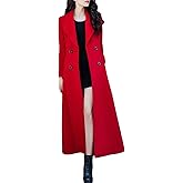 PENER Women's Charming Long Wool Trench Coat Winter Double Breasted Classic Warm Thick Jacket