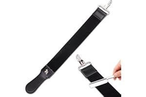 ZORZA 1Pcs Dual-Sided Leather Sharpening Straps Professional Barber Leather Strap Straight Razor Strop with Cowhide & Canvas for Enhanced Razor Sharpening & Smoothing Experience (Black)（Cowhide）