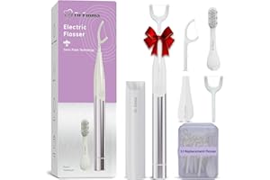 Dr. Emma Electric Vibration Flosser with Replaceable Floss Picks and Toothbrush, Power Flosser for Adults, Dental Flosser Kit for Teeth Cleaning, Water Flosser Alternative, Purple