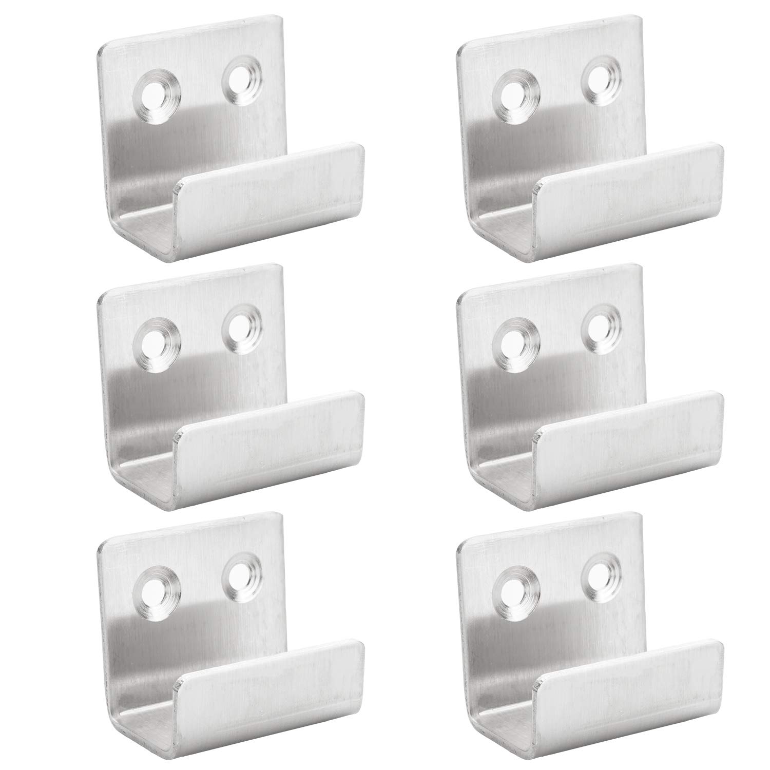 YEYIT Stainless Steel Heavy Duty Wall Mounted J-Shape Hooks, 6 Pack with 12 Screws, Silver, Modern Style, 35kg Capacity