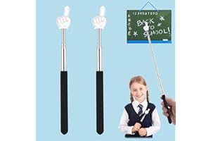Retractable Teacher Pointer for Classroom Kids Reading, Dumero Extendable Finger Pointer Stick, School Collapsible Telescoping Long Hand Pointing Stick, Classroom Must Have Supplies Essentials, 2 Pack