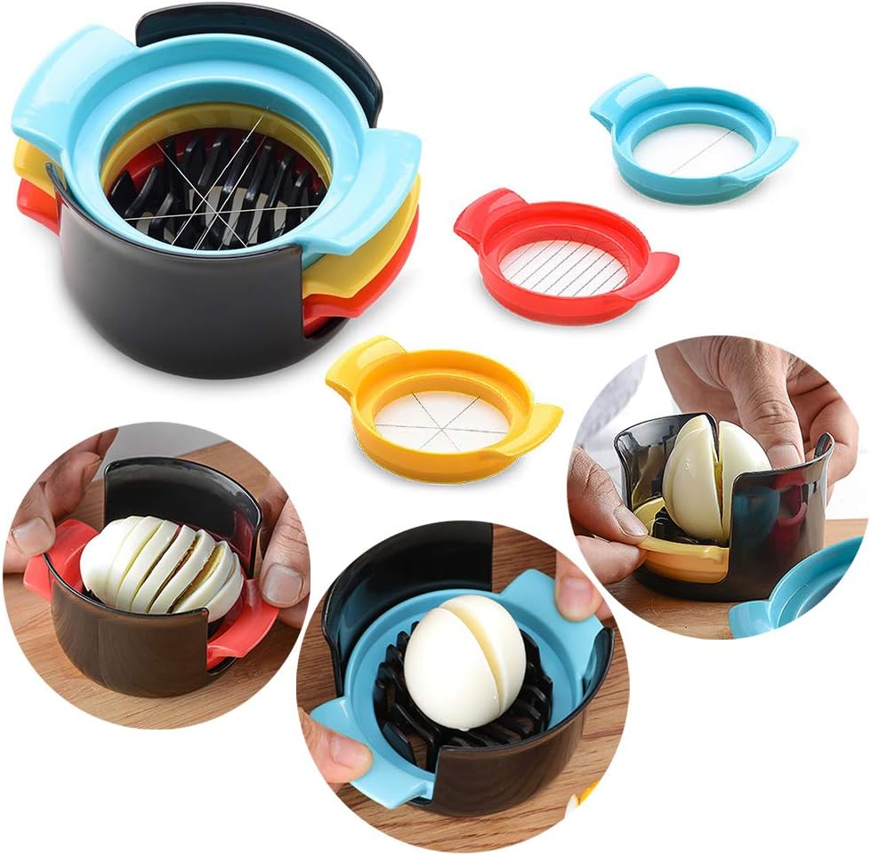 Skystuff 1Pc Eggs Cutting 3 in 1 Egg Slicer Stainless Steel Egg Cutter