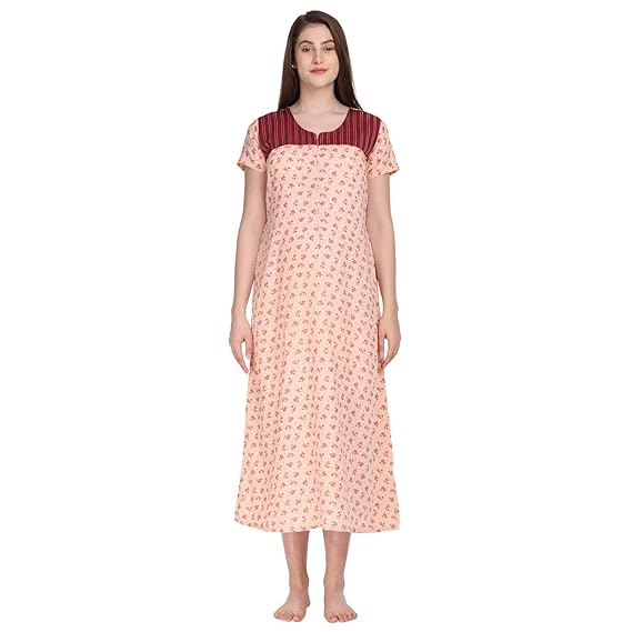 Women's Cotton A-Line Feeding Nightwear