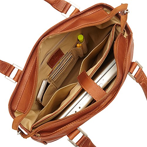 Piel Leather Vertical Laptop Tote, Chocolate, One Size