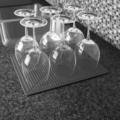 Final Touch FTA1880-7 Silicone Glass Drying Mat, Black