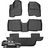 Wayhigh® Floor Mats Fit for 2011-2014 Ford Explorer 7 Seats All Weather TPE Car Mats Waterproof Heavy Duty Floor Liners for Explorer Accessories Custom Fit Black Liners
