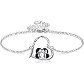 YAFEINI Penguin Bracelets S925 Sterling Silver Heart Penguin Gifts Animal Jewelry For Penguin Lovers Women Christmas Gifts