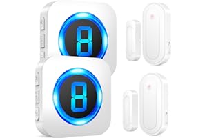 SURFOU Wireless Doorbell Chime with 2 Sensors 2 Receivers,Door Chimes When Door Opens,Door Sensor Chime,Alarms for Business/Home,Digital Doorbell Chime,55 Chimes 5 Volumes,1000FT/300M,IP55 Waterproof