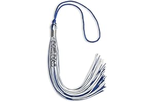Endea Graduation Mixed Double Color Tassel with Silver Stacked Date Drop (Royal Blue/White, 2026)