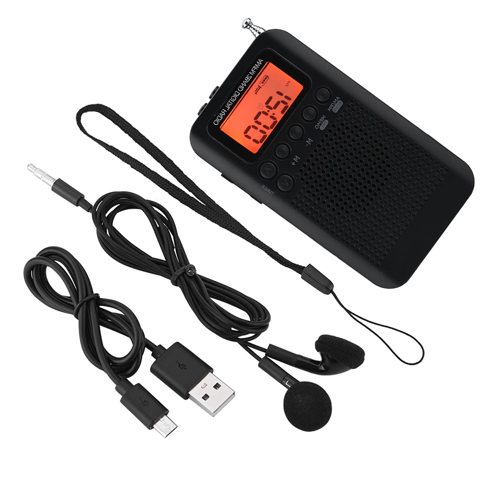 AM/FM Radio with Headphone,Portable AM FM Digital Radio 2 Band Stereo Radio Digital Tuning Radio Pocket Radio ICD Screen,Suitable for Hiking Take a Bus Walking