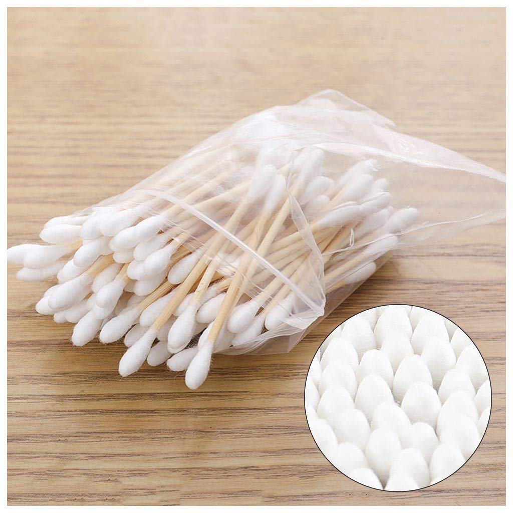 SUGEER 6Pcs Cotton Stems 6 Packs 600 Pieces Double-Headed Cotton swabs Bamboo Cotton Buds for Cleaning Tool Cotton Swabs for Cotton Pads and Rounds, Long Cotton Tipped Applicator Sticks