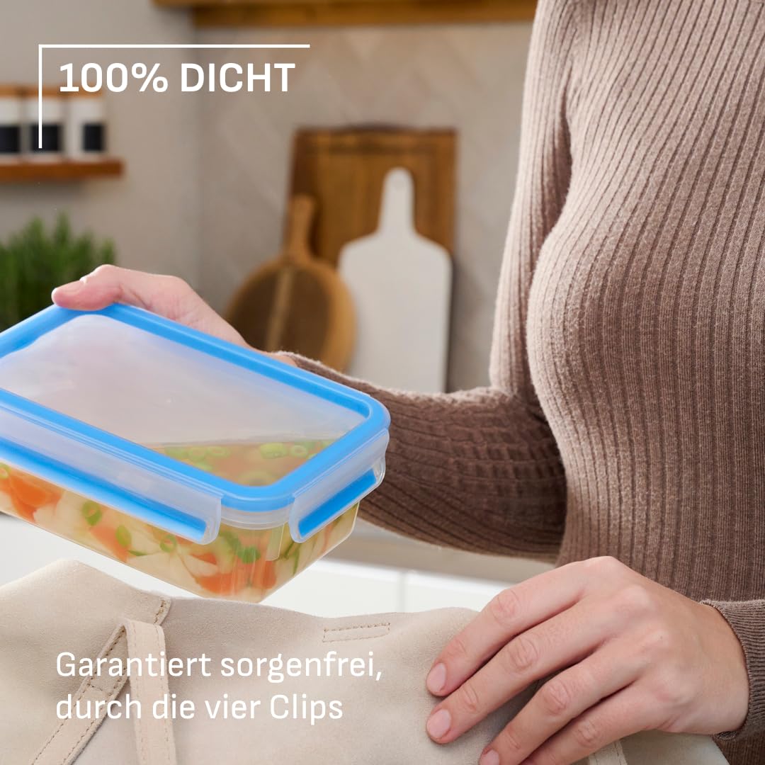 EMSA Clip & Close Frischhaltedose, Eiswürfelform, 22,6 x 16,5 x 4,9 cm, flexibler Boden, Aufbewahrungsbox, 100 Prozent dicht, spülmaschinen-, gefrier-, mikrowellenfest, Blau, Made in Germany, 514549 5