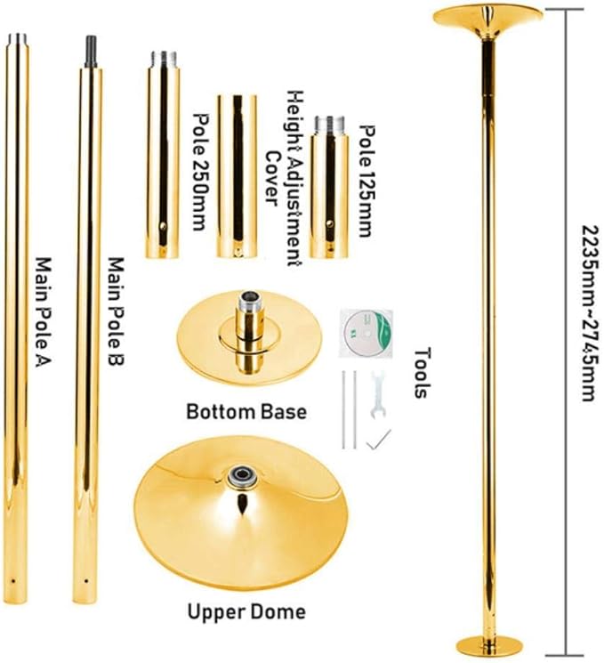 LALY A SHOP Profesional Golden 360 Stripper Pole Dance Spin Pole Extraíble Fitness para el hogar Ejercicio de Entrenamiento Polo 45mm D Pole Kit, Oro: Amazon.es: Hogar